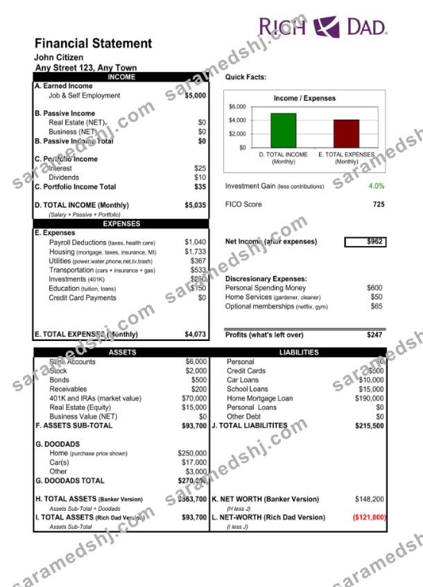 USA Rich Dad bank statement Word and PDF template scr
